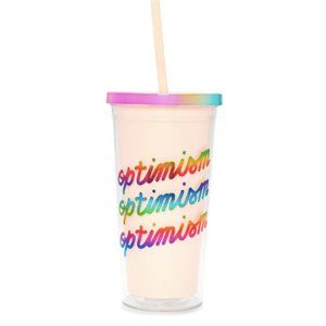 NWT Ban.do sip sip tumbler with straw- OPTIMISM